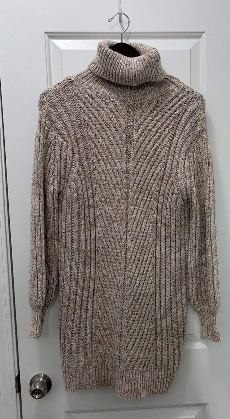 Bohme Ivory Cream Turtleneck Sweater Dress Chunky Knit NWT Women's Small